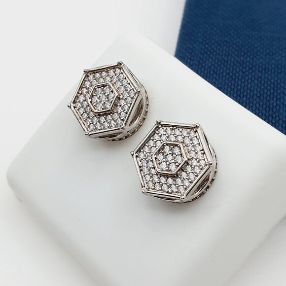"925 Sterling Silver Plated CZ Earrings, EVBRS445 - Picture 4 of 9